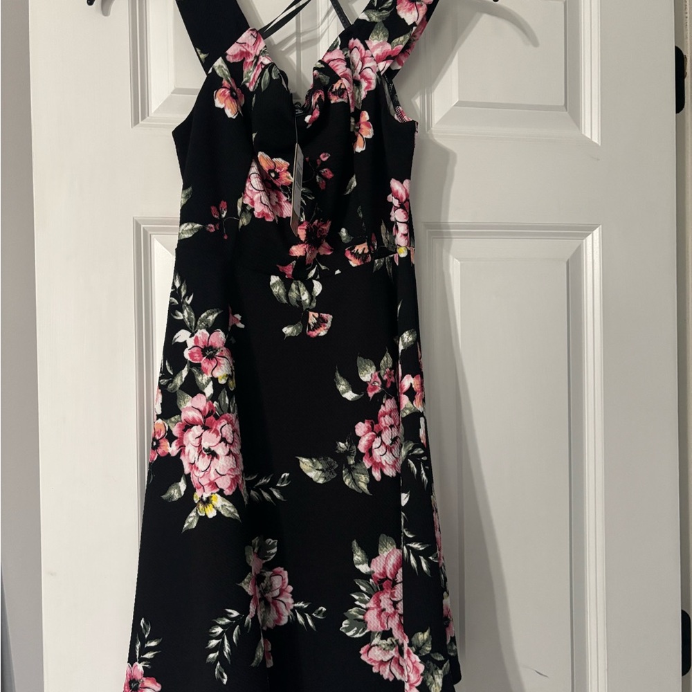 Floral Black and Pink Dress